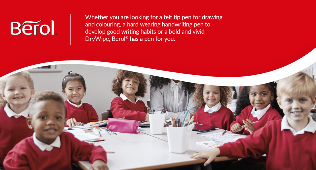 Whether you are looking for a felt tip pen for drawing and colouring, a hard wearing handwriting pen to develop good writing habits or a bold and vivid DryWipe, Berol® has a pen for you.