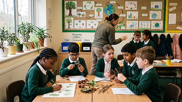 students in a sustainability lesson