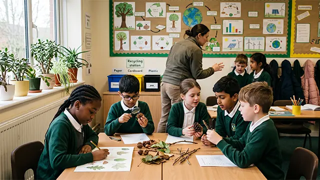 students in a sustainability lesson